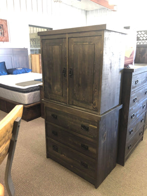 Rustic 5 Piece Fusion Queen Bedroom Set in Ebony Finish S-235