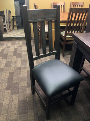 Rustic Pine R431P Harvest Table & 6 Rustic Slat Back Chairs in Guinness Finish S-121