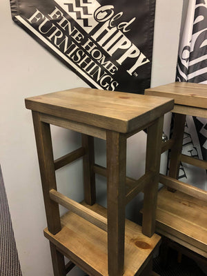 R823B Rustic Birch Saddled Seat 24" Stool with Rustic Pine Seat 4 Available in Ash Finish C-246