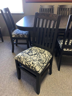 Smooth Oak 533 Double Pedestal Table & 6 Scholar Chairs in Midnight Finish C-459