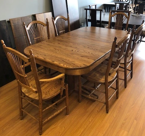 Product: 537 Oak Double Bistro Pedestal Oval Table 42"x72" plus 2x18" leaves Regular $4774
